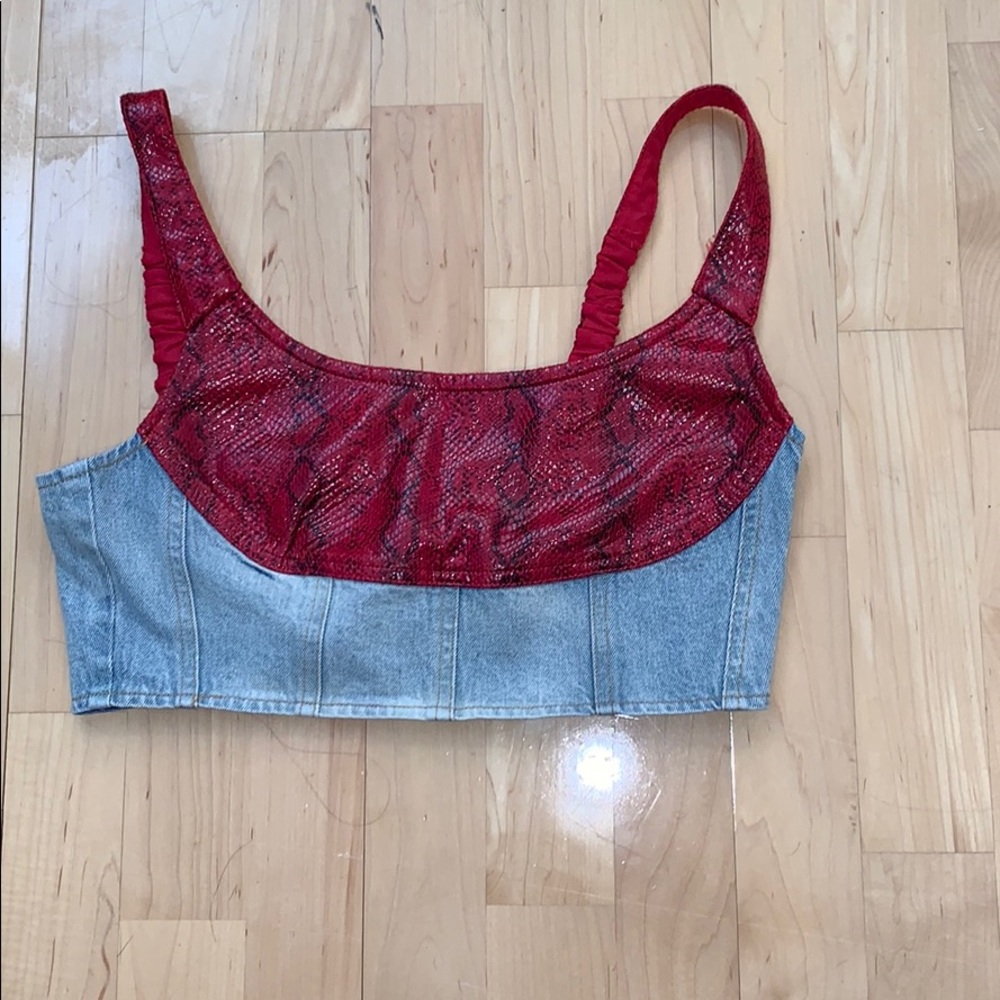 Red snakeskin bralette